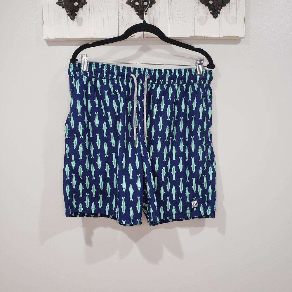 Tom & Teddy Sardine Print Swim Trunks Size Large